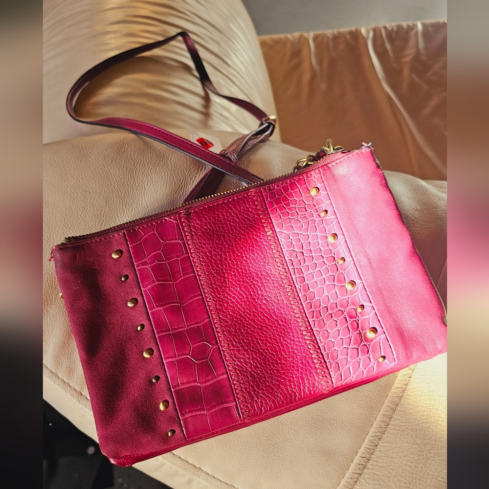 Womens handbag shoulder bag purse burgandy - Picture 2 of 7